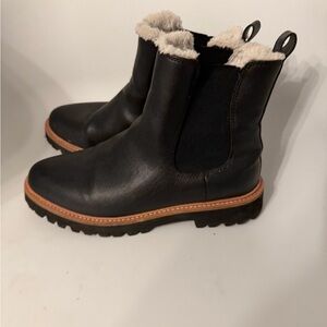 J. Crew Black Ankle Boots with Cream Lining